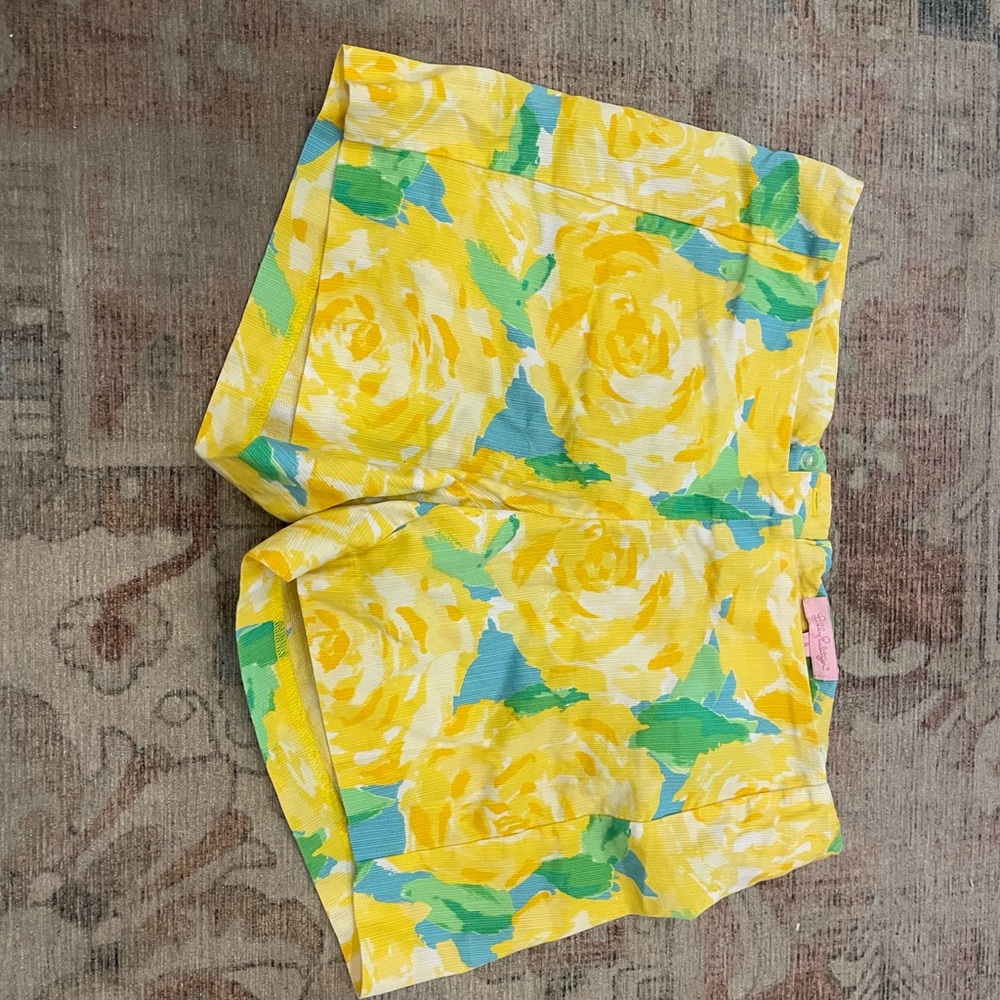 Lilly Pulitzer High Waist Yellow and Green Floral Shorts
